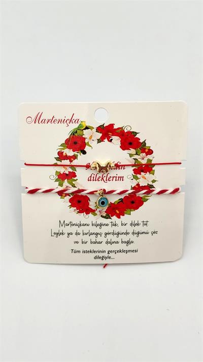 pirinç nazarlık evil eye kelebek figür makrome düğümlü marteniçka bileklik
