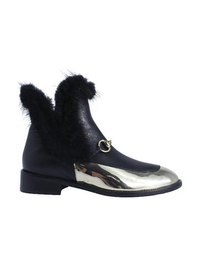 POLETTO  HAKİKİ DERİ ALTIN-SIYAH Bot Düz  629 05 S V1