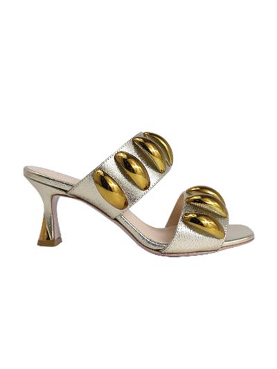 POLETTO  HAKİKİ DERİ ALTIN Terlık Topuklu 1918 48