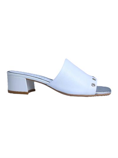 POLETTO  HAKİKİ DERİ BEYAZ-GUMUS Terlık Topuklu 544 23