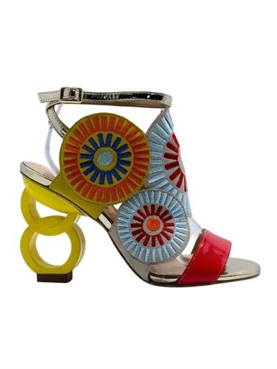 POLETTO  HAKİKİ DERİ NAR-PUDRA-SARI-ALTIN Sandalet Topuklu 6564 158 V1