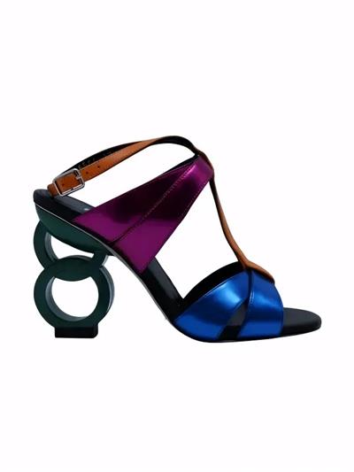 POLETTO  HAKİKİ DERİ SAX MAVI-TURUNCU-FUSYA-SIYAH Sandalet Topuklu 6564 178