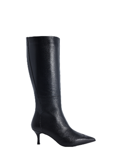 POLETTO  HAKİKİ DERİ SIYAH Çizme Topuklu 841 22