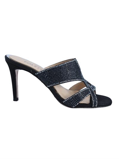 POLETTO  HAKİKİ DERİ SIYAH-GUMUS Terlık Gece/Abiye 380 41