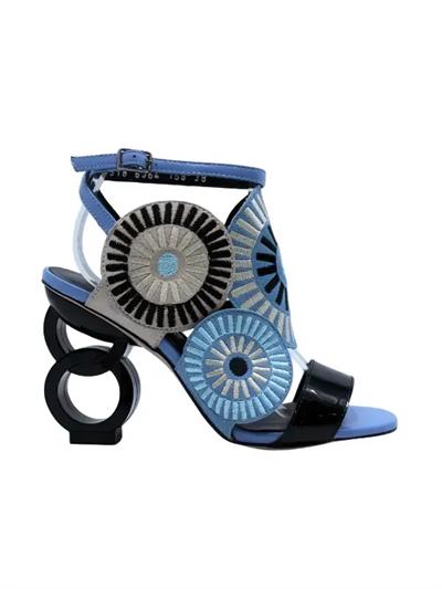 POLETTO  HAKİKİ DERİ SIYAH-MAVI-PUDRA-LILA Sandalet Topuklu 6564 158 V1