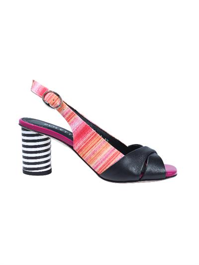 POLETTO  HAKİKİ DERİ SIYAH-PEMBE-FUSYA-BEYAZ Sandalet Topuklu 1918 43 KMS