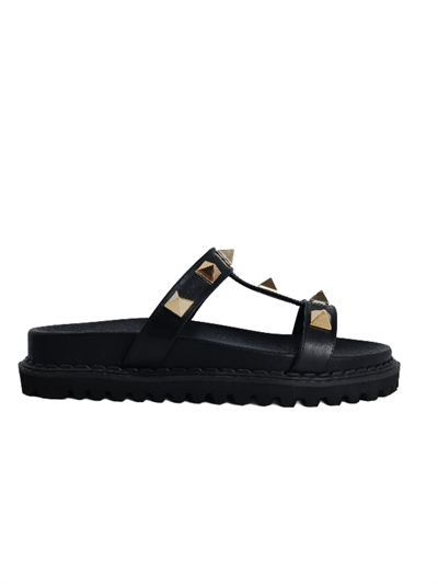 POLETTO  HAKİKİ DERİ /SUNİ DERİ SIYAH Terlık Düz 698 72