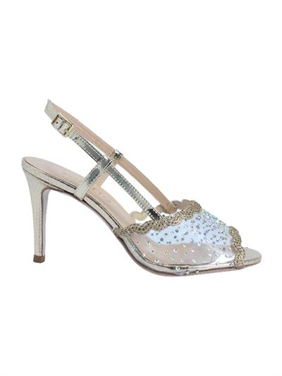 POLETTO  HAKİKİ DERİ /TEKSTİL ALTIN Sandalet Gece/Abiye 380 35