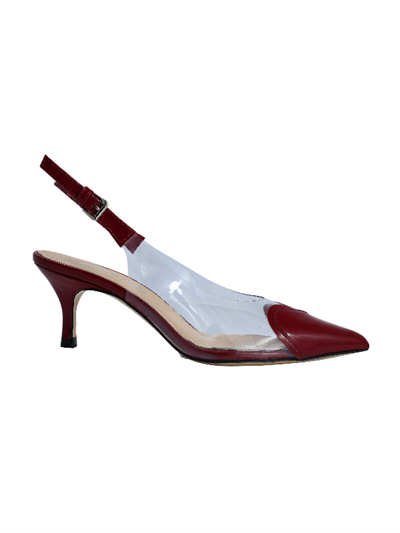 POLETTO  HAKİKİ DERİ /TEKSTİL BORDO-SEFFAF Ayakkabı Stiletto 9841 146