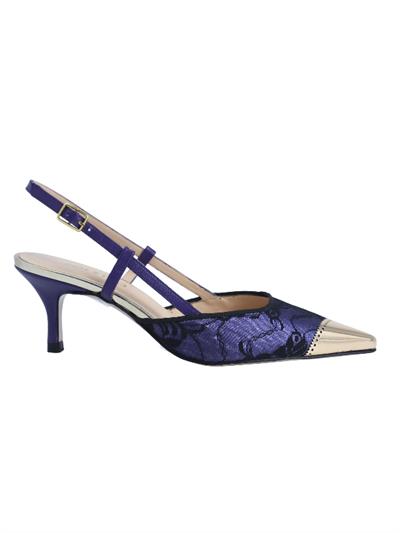 POLETTO  HAKİKİ DERİ /TEKSTİL MOR-ALTIN Ayakkabı Stiletto 9841 59