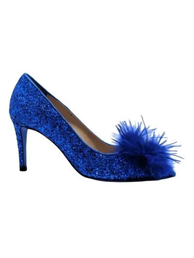 POLETTO  HAKİKİ DERİ /TEKSTİL SAX MAVI Ayakkabı Gece/Abiye 9839 44