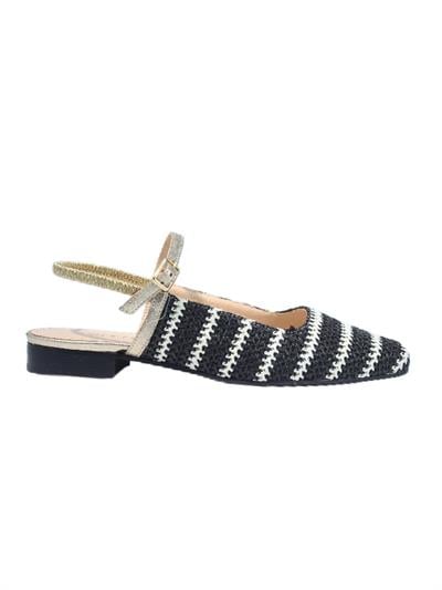 POLETTO  HAKİKİ DERİ /TEKSTİL SIYAH-ALTIN Babet Terlik 4069 16 V1 KMS