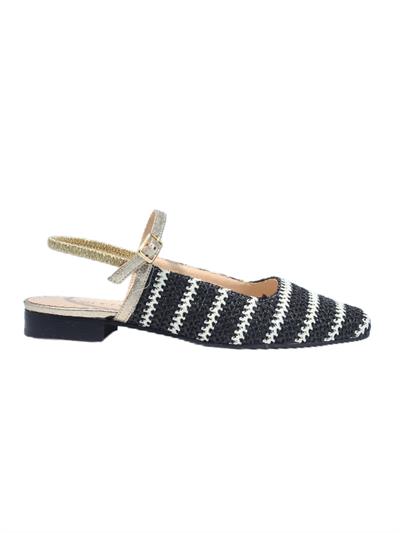 POLETTO  HAKİKİ DERİ /TEKSTİL SIYAH-ALTIN Babet Terlik 4069 16 V1 KMS