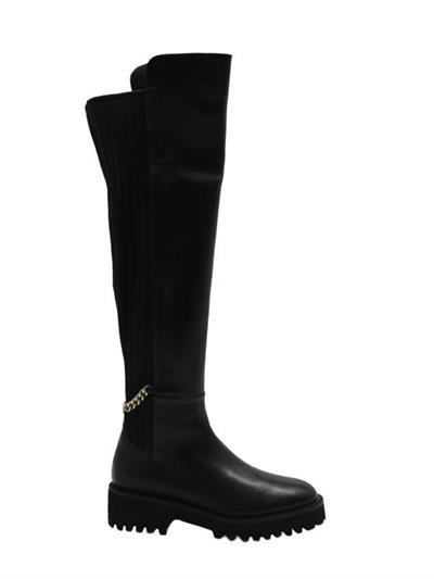 POLETTO  HAKİKİ DERİ /TEKSTİL SIYAH Çizme Düz  5780 57