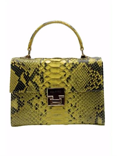 POLETTO  HAKİKİ YILAN DERİ SARI Çanta EL Tutmalı CNT 776 V5 YLN