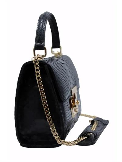 POLETTO  HAKİKİ YILAN DERİ SIYAH Çanta EL Tutmalı CNT 757 V3 YLN