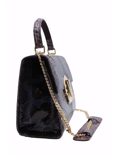 POLETTO  HAKİKİ YILAN/HAKİKİ DERİ KIREMIT-BORDO Çanta EL Tutmalı CNT 814 V2 YLN