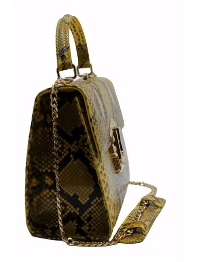 POLETTO  HAKİKİ YILAN/HAKİKİ DERİ SARI Çanta EL Tutmalı CNT 814 V2 YLN