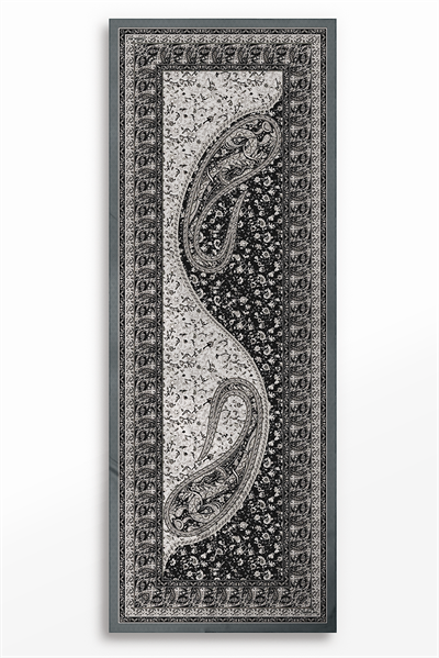 SHINA Parlak Paisley Desenli Baskılı Şal – Gri & Siyah & Vizon