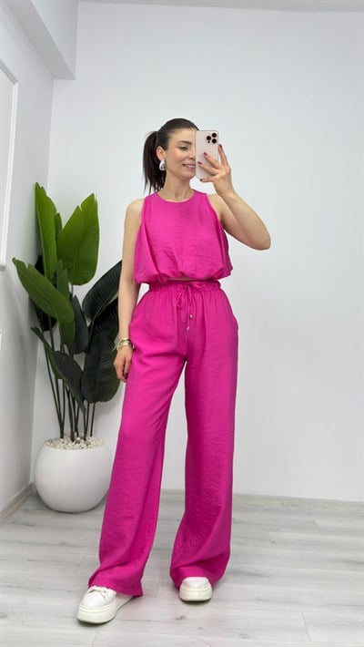 580454 Balon Bluz Pantolon Takımı Fuşya