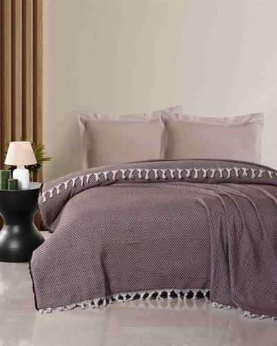 Çift Kişilik Geometrik Desen Çok Amaçlı Pike / Bordo