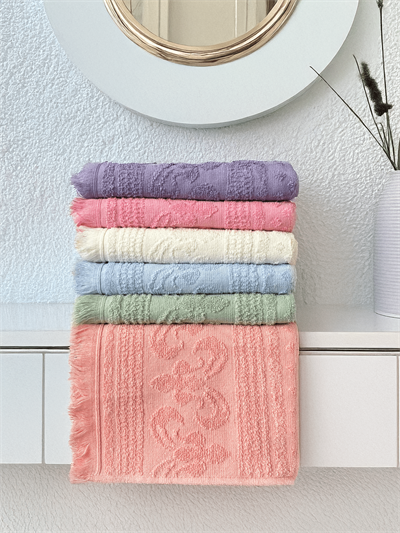 Jakar Desen 6lı Saçaklı Havlu Seti 50x90 cm