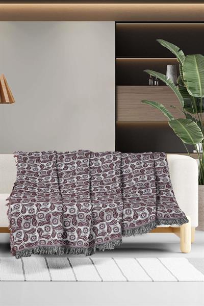 Jakarlı Pamuk Vintage Çok Amaçlı Koltuk Örtüsü 180x220