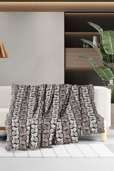 Jakarlı Pamuk Vintage Çok Amaçlı Koltuk Örtüsü 180x220