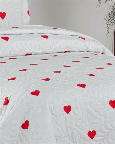 Love Tek Kişilik Kalpli Yatak Örtüsü 2 Parça / 180x230 Cm