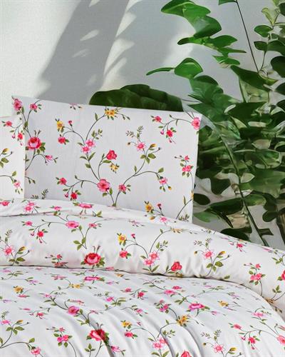 Pembe Petunya Pamuklu Çift Kişilik Nevresim Takımı