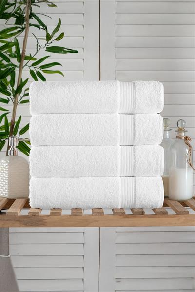 Sarah %100 Pamuk 4lü Beyaz Banyo Havlusu 70x140cm
