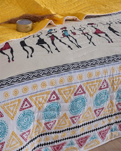 Boho Harmony Premium Çift Taraflı Pamuklu Kapitone Yatak Örtüsü 160x230 cm 