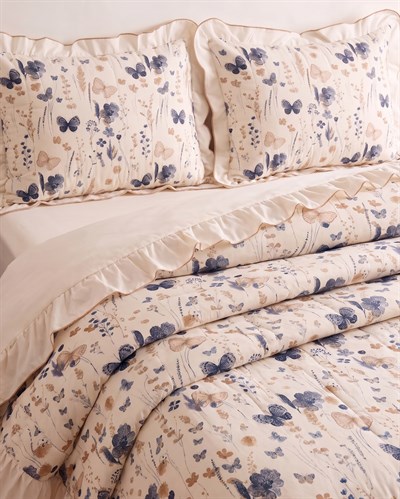 Butterfly Premium Fırfırlı Çift Kişilik Nevresim Seti 