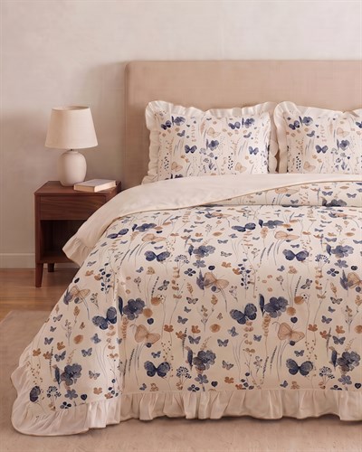 Butterfly Premium Fırfırlı Çift Kişilik Nevresim Seti 