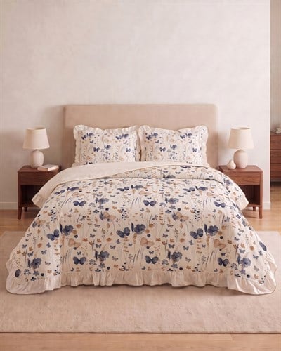 Butterfly Premium Fırfırlı Çift Kişilik Nevresim Seti 