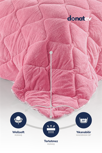Çift Kişilik Wellsoft Pembe Yorgan Seti /195x215 cm