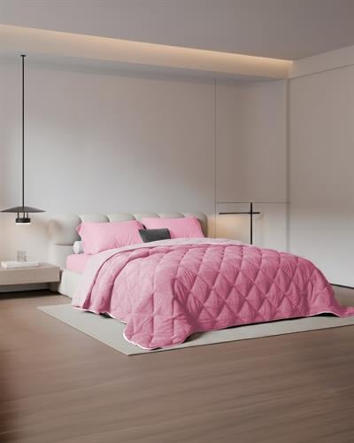 Çift Kişilik Welsoft Yorgan Uyku Seti Pembe 160x200 Lastikli Çarşaflı