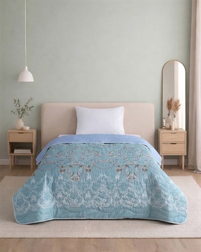 Elegant Bloom Premium Çift Taraflı Pamuklu Kapitone Yatak Örtüsü 160x230 cm
