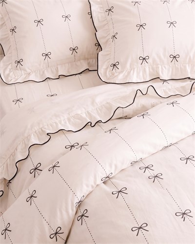 Lisette Premium Fırfırlı&Fiyonklu Çift Kişilik Nevresim Seti / %100 Pamuklu