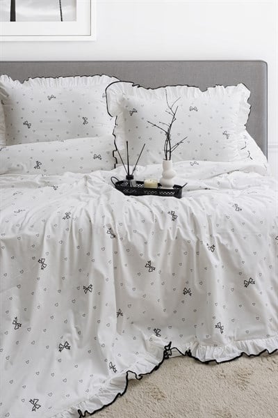 Mira Premium Fırfırlı Çift Kişilik Nevresim Seti / %100 Pamuklu