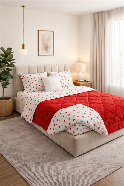 Premium Kalpli Çift Kişilik Wellsoft Uyku Seti 160x200 Lastikli Çarşaflı