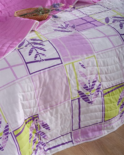 Pure Lines Mor Premium Çift Taraflı Pamuklu Kapitone Yatak Örtüsü 160x230 cm