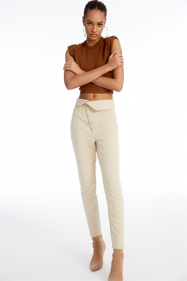 Asimetrik Bej Pantolon