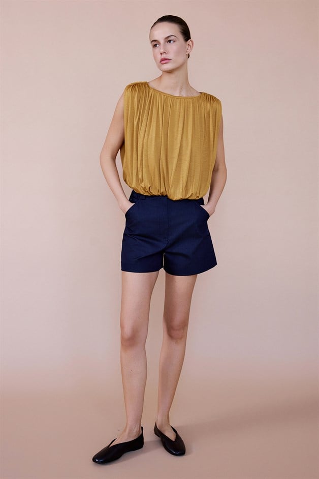 Crew Neck Knitted Tobacco Blouse