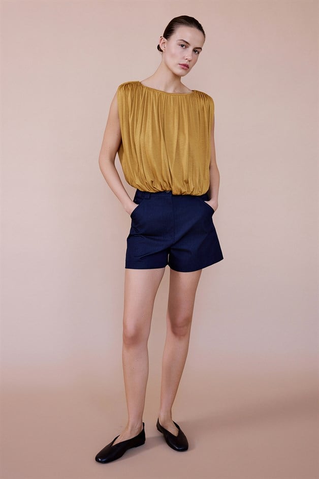 Crew Neck Knitted Tobacco Blouse