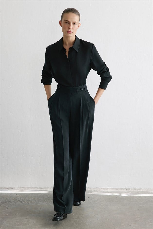 Cuffed Long Sleeve Black Shirt