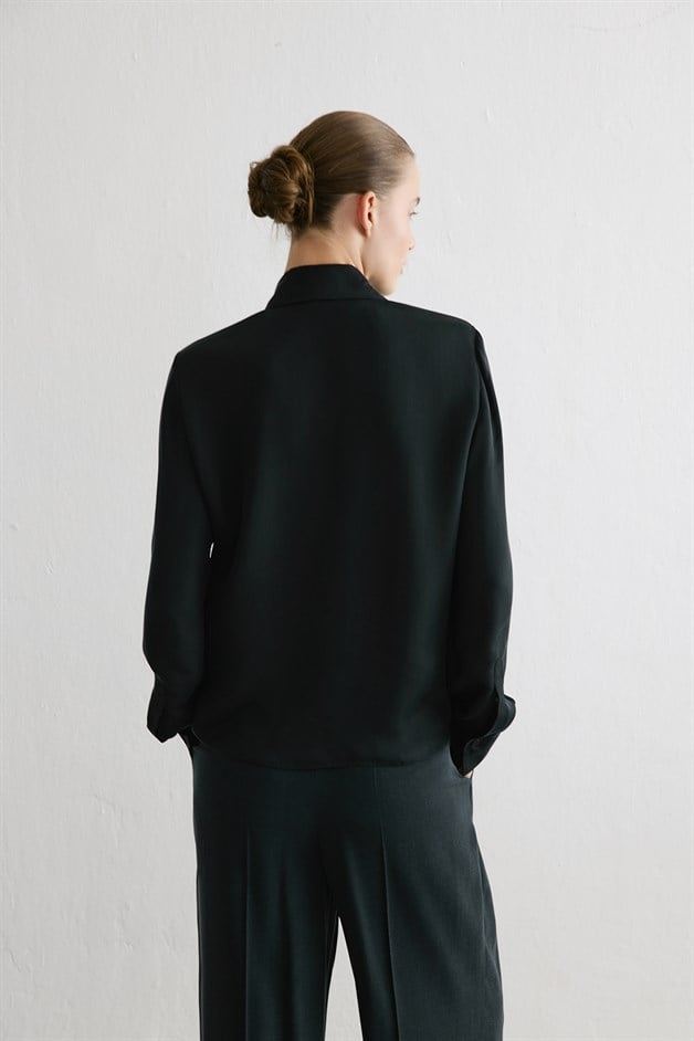 Cuffed Long Sleeve Black Shirt