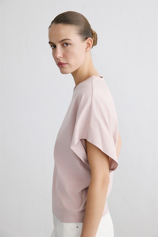Crew Neck Knit Powder T-shirt