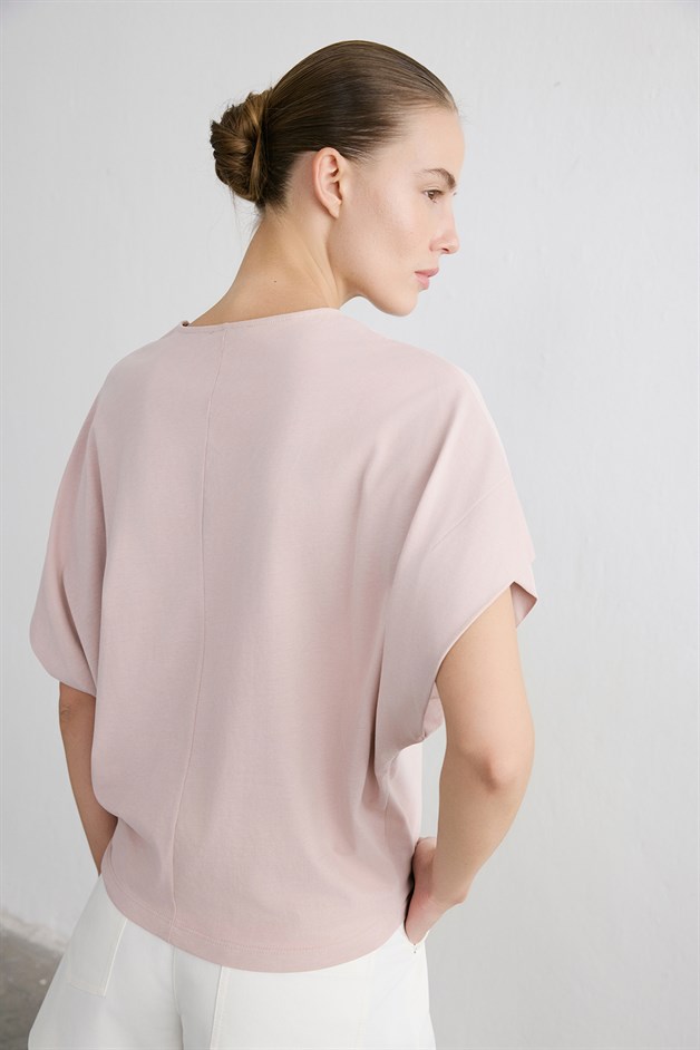Crew Neck Knit Powder T-shirt