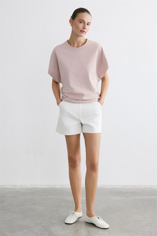 Crew Neck Knit Powder T-shirt